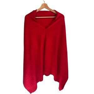 Red Poncho Shawl 100% Acrylic Women's Wrap One Size Blouse Top